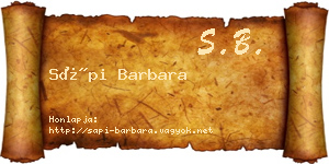 Sápi Barbara névjegykártya