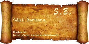 Sápi Barbara névjegykártya